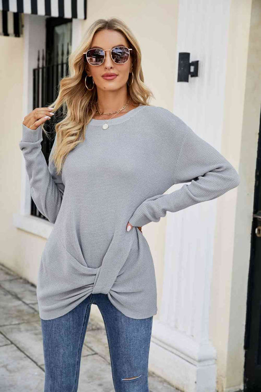 Twisted Round Neck Sweater - Deals DejaVu