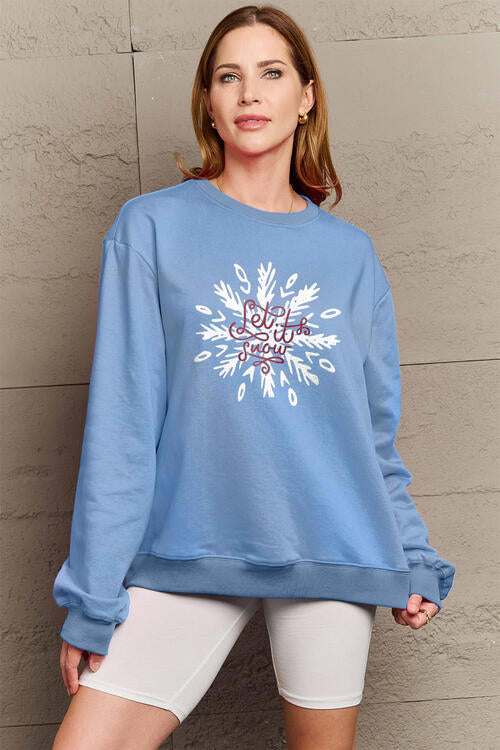 Simply Love Full Size LET IT SNOW Long Sleeve Sweatshirt