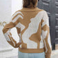 Two-Tone Johnny Collar Dropped Shoulder Pullover Sweater - Deals DejaVu