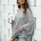 Full Size Boat Neck Lantern Sleeve Openwork Knit Top - Deals DejaVu
