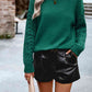 Cable-Knit Round Neck Drop Shoulder Sweater