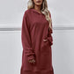Slit Long Sleeve Hooded Dress with Pocket (MWBT) T - Deals DejaVu