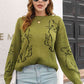 Cat Pattern Round Neck Long Sleeve Pullover Sweater - Deals DejaVu