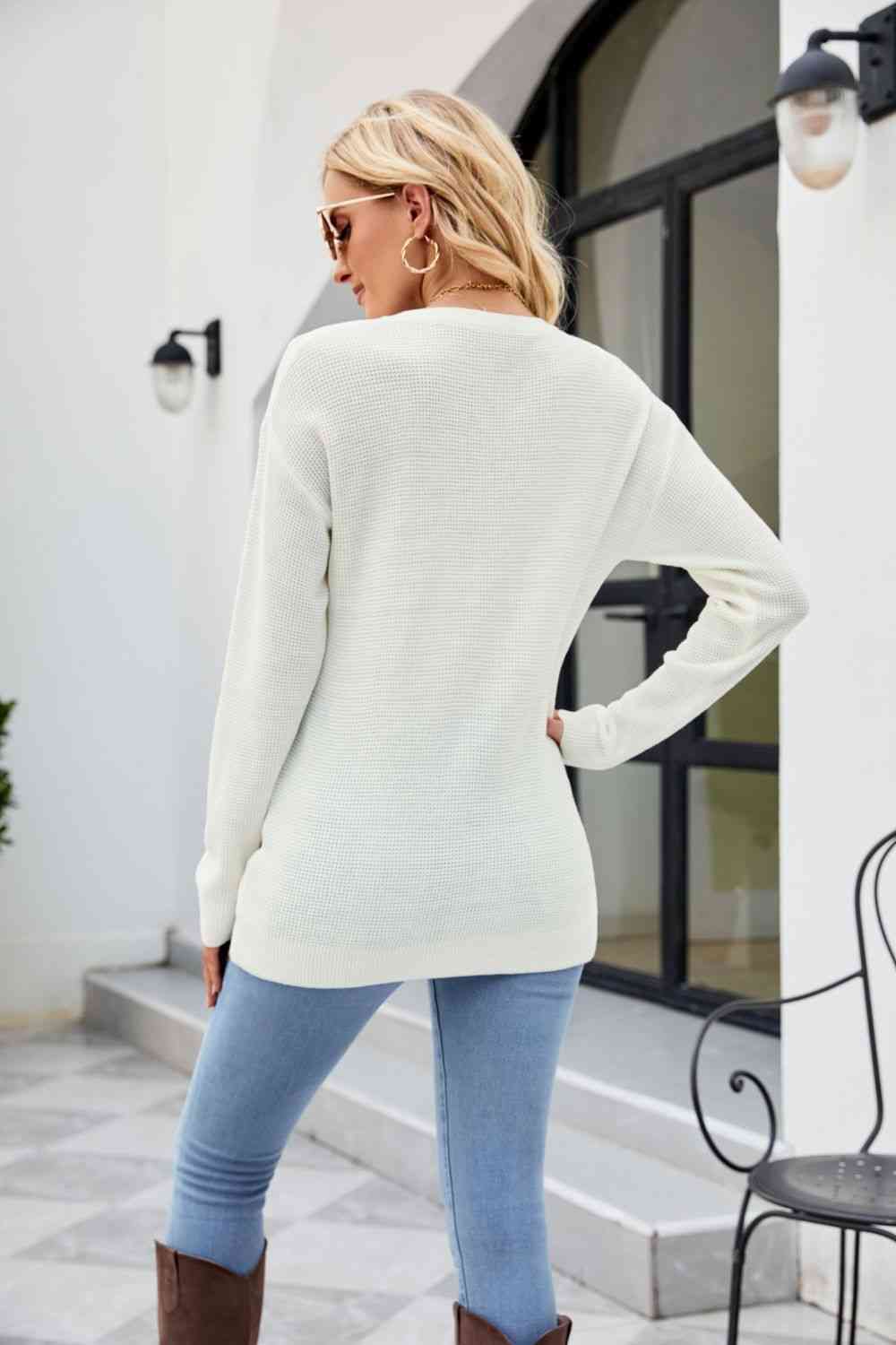 Twisted Round Neck Sweater - Deals DejaVu