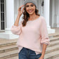 Round Neck Ribbed Trim Sweater - Deals DejaVu