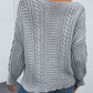V-Neck Cable-Knit Long Sleeve Sweater - Deals DejaVu