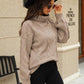 Cable-Knit Turtleneck Sweater - Deals DejaVu