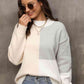 Color Block Crewneck Drop Shoulder Sweater - Deals DejaVu