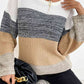 Striped Round Neck Long Sleeve Sweater - Deals DejaVu