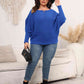 Full Size Boat Neck Batwing Sleeve Sweater