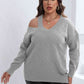 Plus Size Cutout V-Neck Sweater