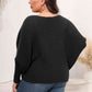 Full Size Boat Neck Batwing Sleeve Sweater