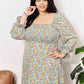 Double Take Floral Smocked Flounce Sleeve Square Neck Dress