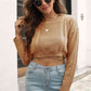 Cropped Round Neck Dropped Shoulder Pullover Sweater - Deals DejaVu