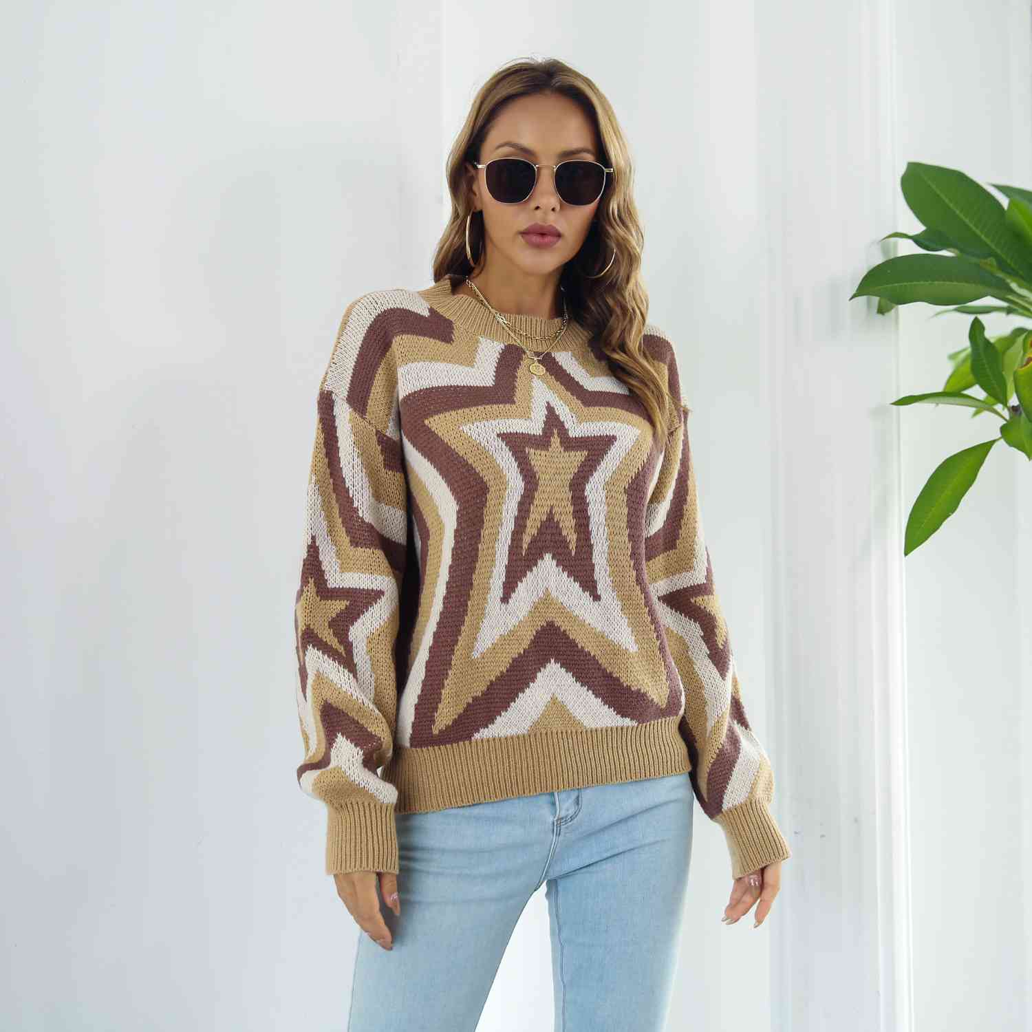 Star Dropped Shoulder Sweater - Deals DejaVu