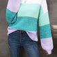 Color Block Round Neck Dropped Shoulder Sweater - Deals DejaVu