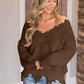 Frayed Hem Dropped Shoulder Sweater - Deals DejaVu