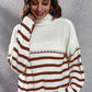 Striped Turtleneck Drop Shoulder Sweater - Deals DejaVu