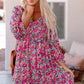 Floral Smocked V-Neck Flounce Sleeve Dress (MWBT) T - Deals DejaVu