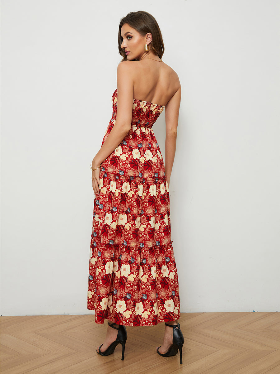 Floral Strapless Low-Back Dress (BWD)(WS06)T - Deals DejaVu