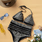 Printed Pompom Detail Halter Neck Two-Piece Bikini Set (TB9D) T