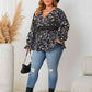 Plus Size Surplice Neck Flounce Sleeve Blouse