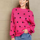 Woven Right Polka Dot Round Neck Dropped Shoulder Sweater
