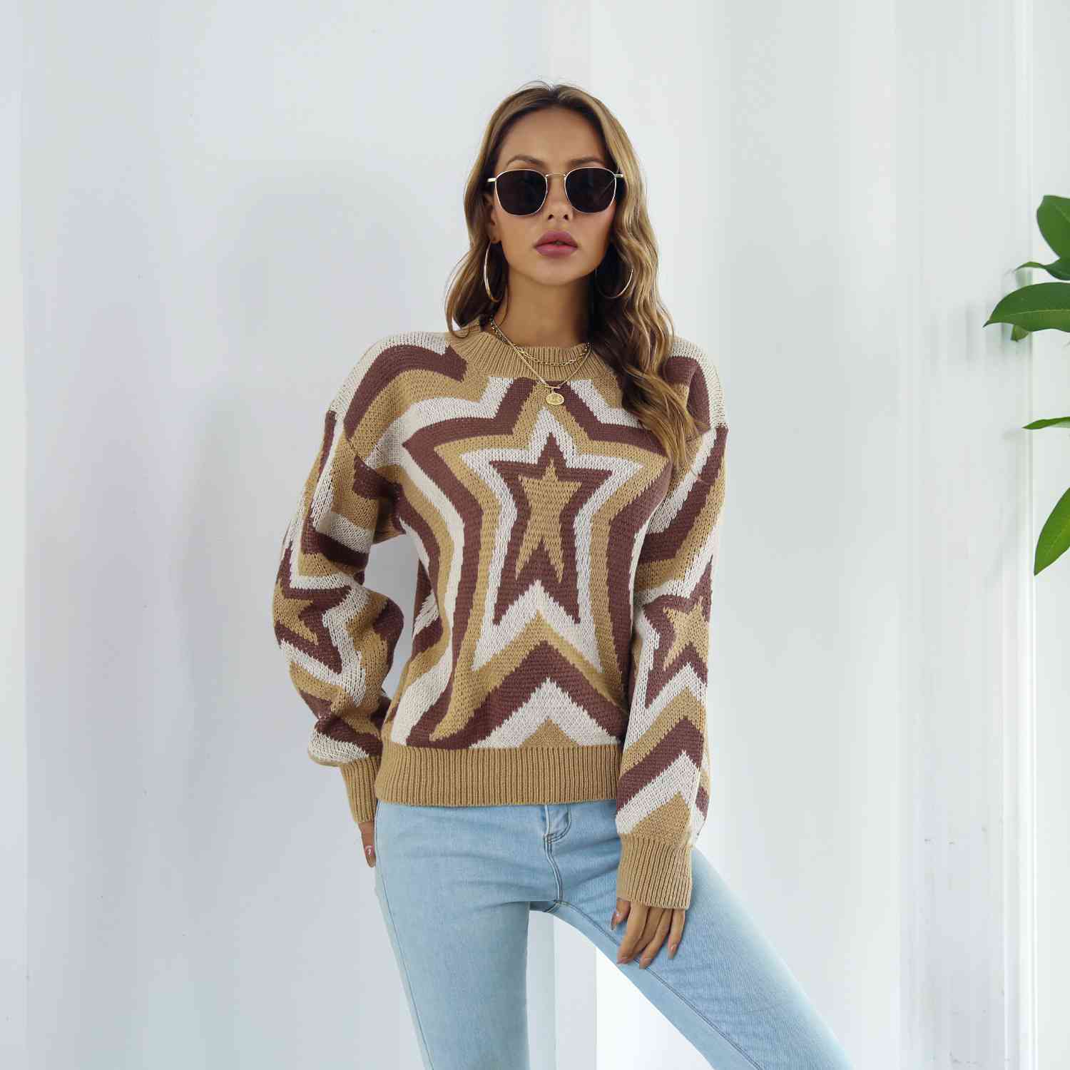 Star Dropped Shoulder Sweater - Deals DejaVu