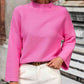 Mock Neck Dropped Shoulder Pullover Sweater