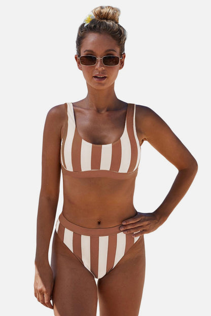 Striped Tank High Waist Bikini (TB9D) T