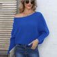 Full Size Horizontal Ribbing Dolman Sleeve Sweater