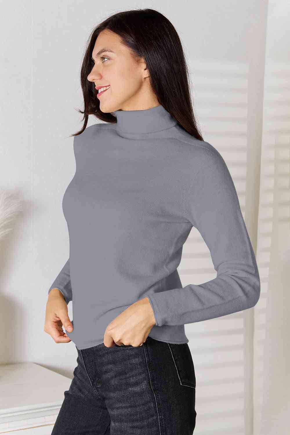 Turtleneck Long Sleeve Knit Top