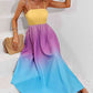 Color Block Tie Shoulder Smocked Maxi Dress (BWMT) T - Deals DejaVu