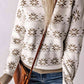 Patterned Ribbed Trim Sweater