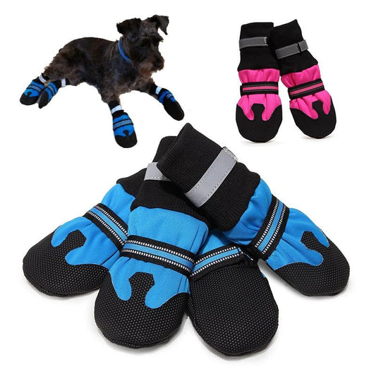 Dog Shoes Waterproof Winter Anti-slip Dog Booties Paw Protector Warm Reflective Shoes (W8)(F69)