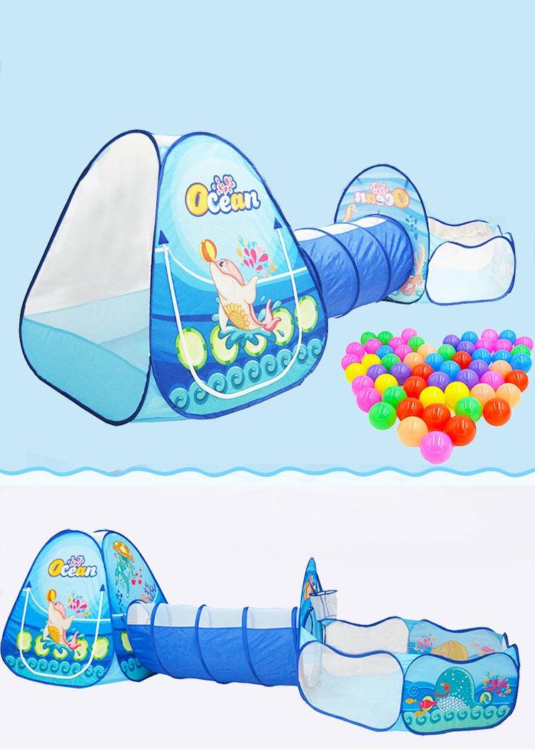 Enjoyable Toy Tunnel Tent Ocean Series - Cartoon Game Big Space - Ball Pits Portable Pool - Foldable Children Outdoor - Sports Educational (D2)(2X3)