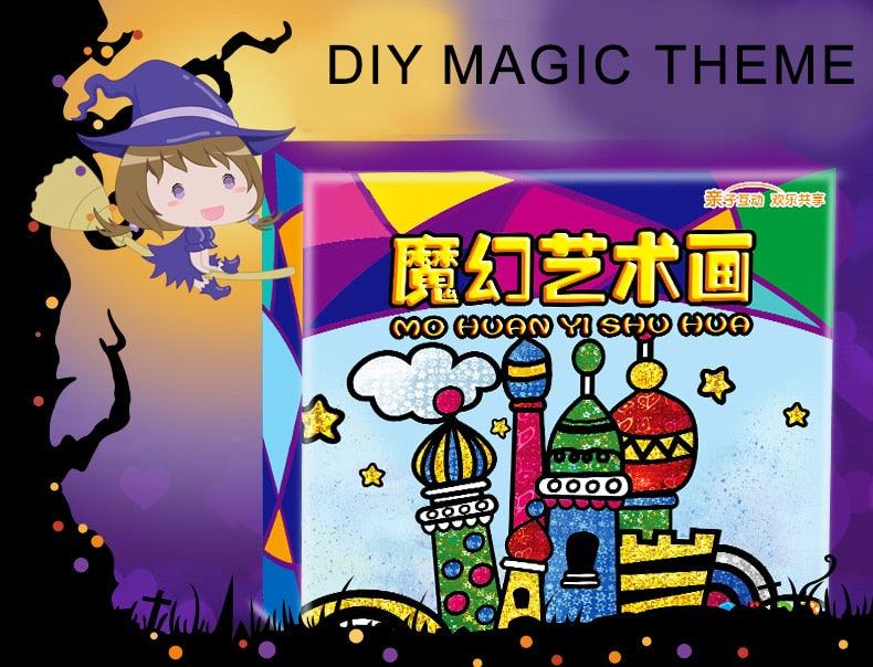 Color Glitter Paper Magic Art Painting - Drawing Kids Coloring Crafts Learning Education Color Art Painting Card (8X1)(F2)