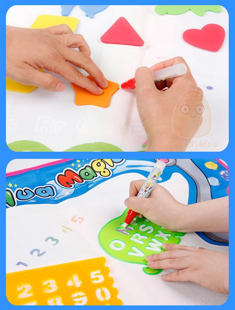 Great 72x52cm Kids Crafts Drawing Toys - Water Mat Painting - With Aqua Magic Pens And Templates Educational Gift (D2)(8X1)