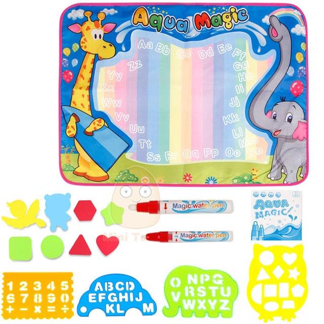 Great 72x52cm Kids Crafts Drawing Toys - Water Mat Painting - With Aqua Magic Pens And Templates Educational Gift (D2)(8X1)