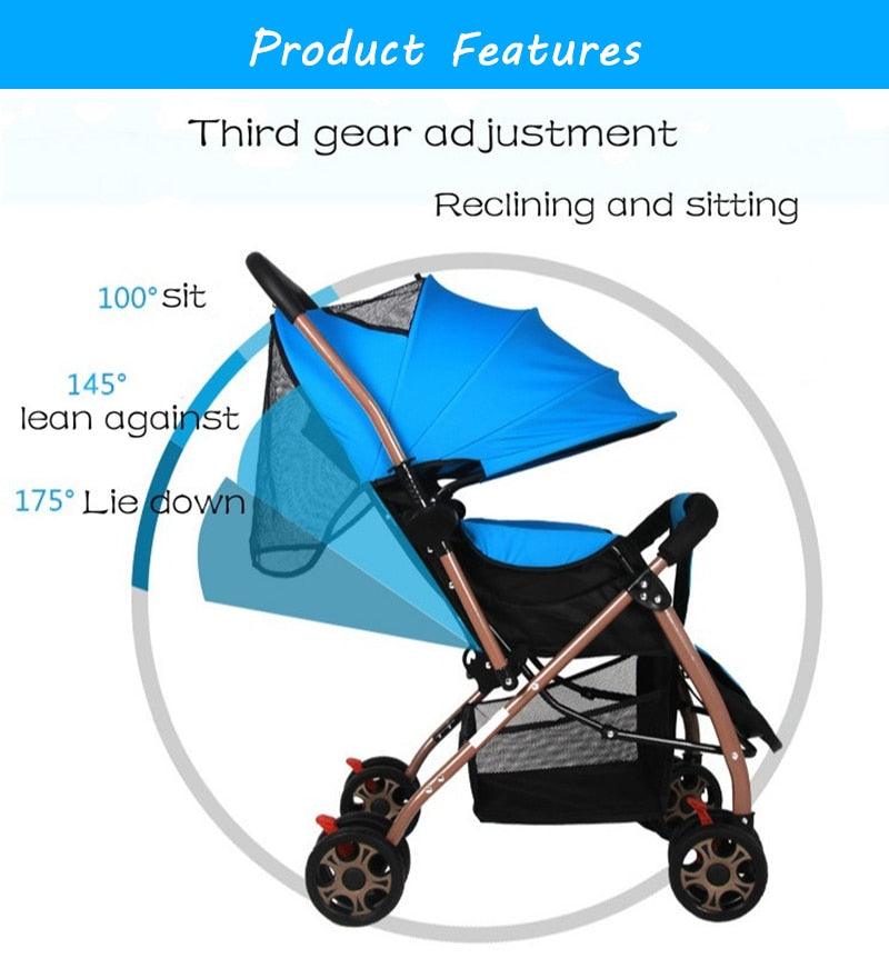 Two-way Push Baby Stroller - Infant Reversible Bassinet Pram, Foldable Push chair with Adjustable Canopy, Storage Basket (1U01)(X3)