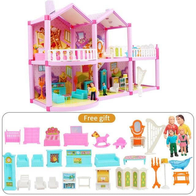 Miniature Dollhouse Toys Kids - Assemble Casa Doll House - Baby Puppet House Castle -Educational Toy (4X2)(1X3)