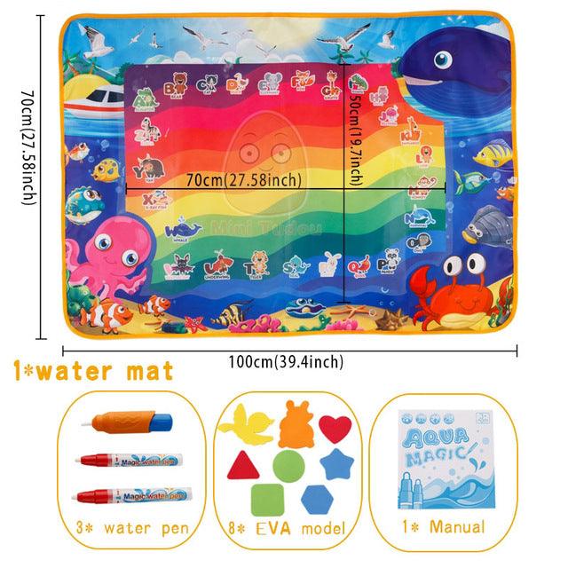 Magic Water Drawing Coloring Book Painting Mat - With Magic Pen Drawing Board - Kids Learning Educational Toys Birthday Gift (D2)(8X1)