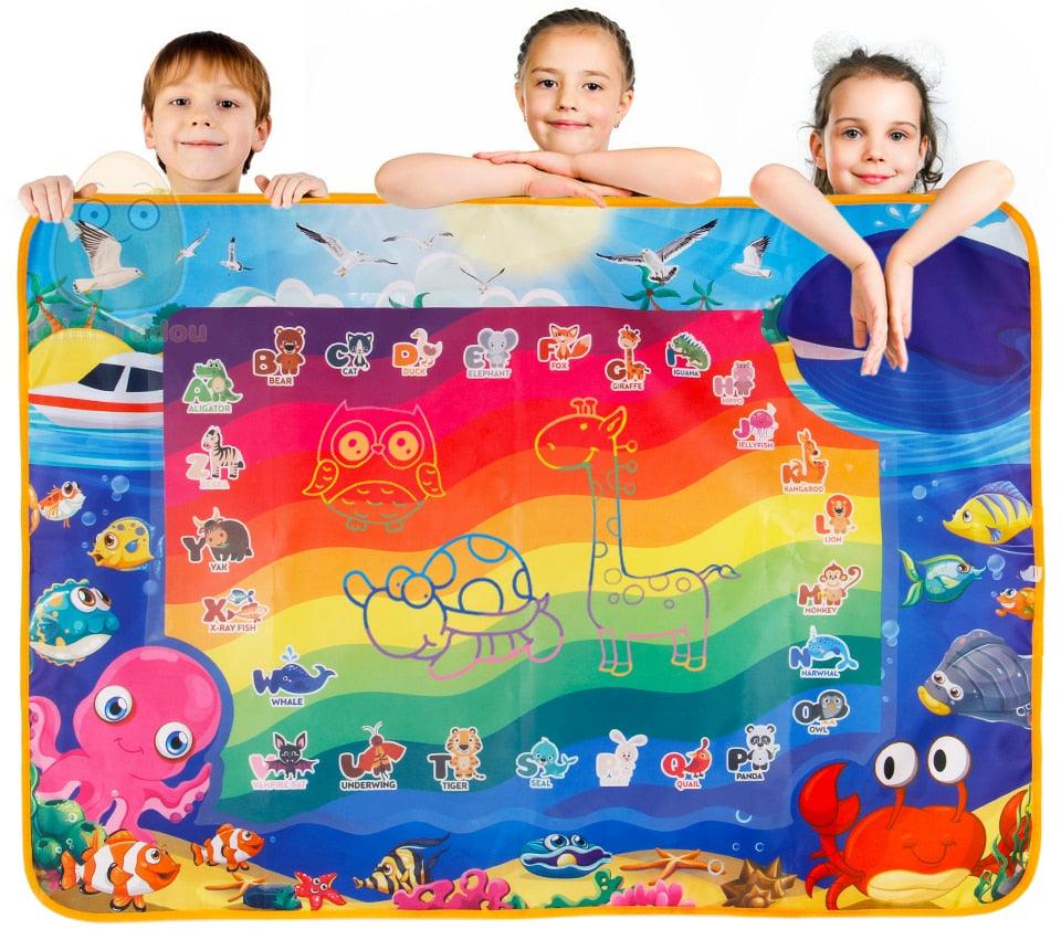Magic Water Drawing Coloring Book Painting Mat - With Magic Pen Drawing Board - Kids Learning Educational Toys Birthday Gift (D2)(8X1)
