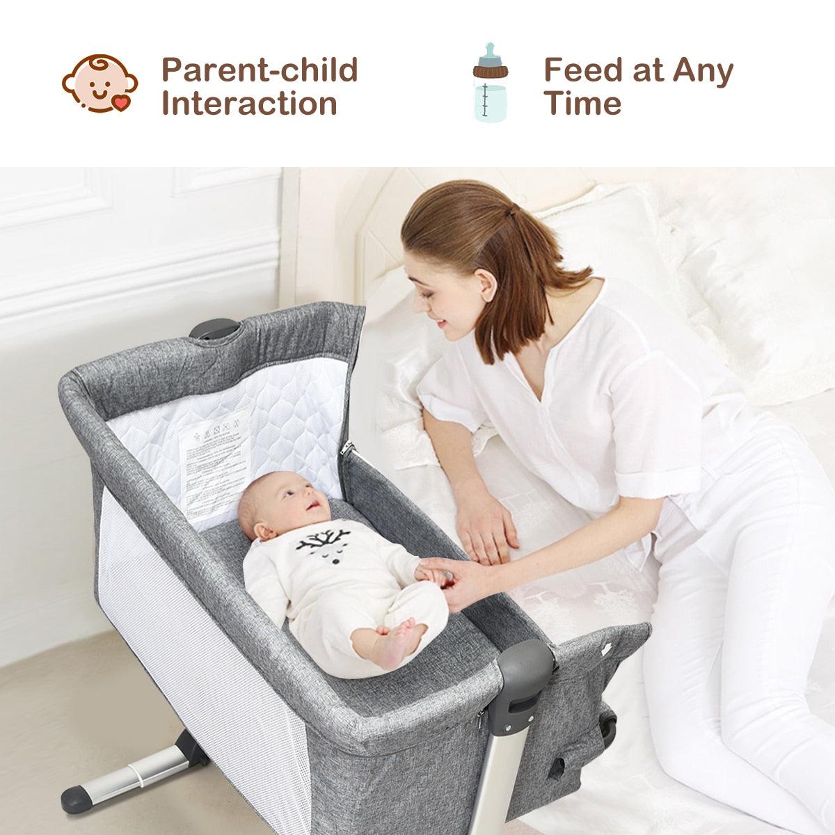 Comfortable Portable Baby Bed Side Sleeper Infant Travel Bassinet Crib W/ Bag Home Grey (1U1)(X5)