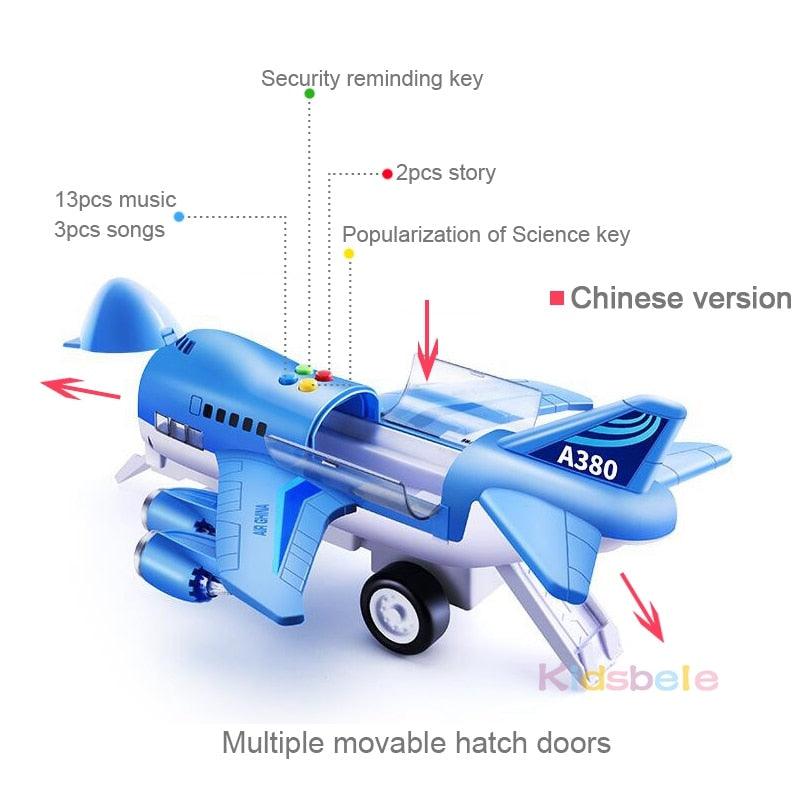 Super Kids Simulation Track - Inertia Airplane - Music Story Light Plane & Toy Vehicles Passenger - Plane Toy (1X3)(3X2)(F2)