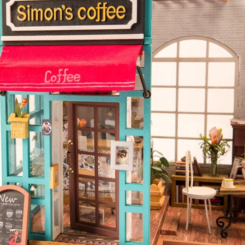 Great Simon's Coffee With Furnitures - Children Adult Miniature Wooden Doll House - Model Building Kits (4X2)(1X3)(F2)