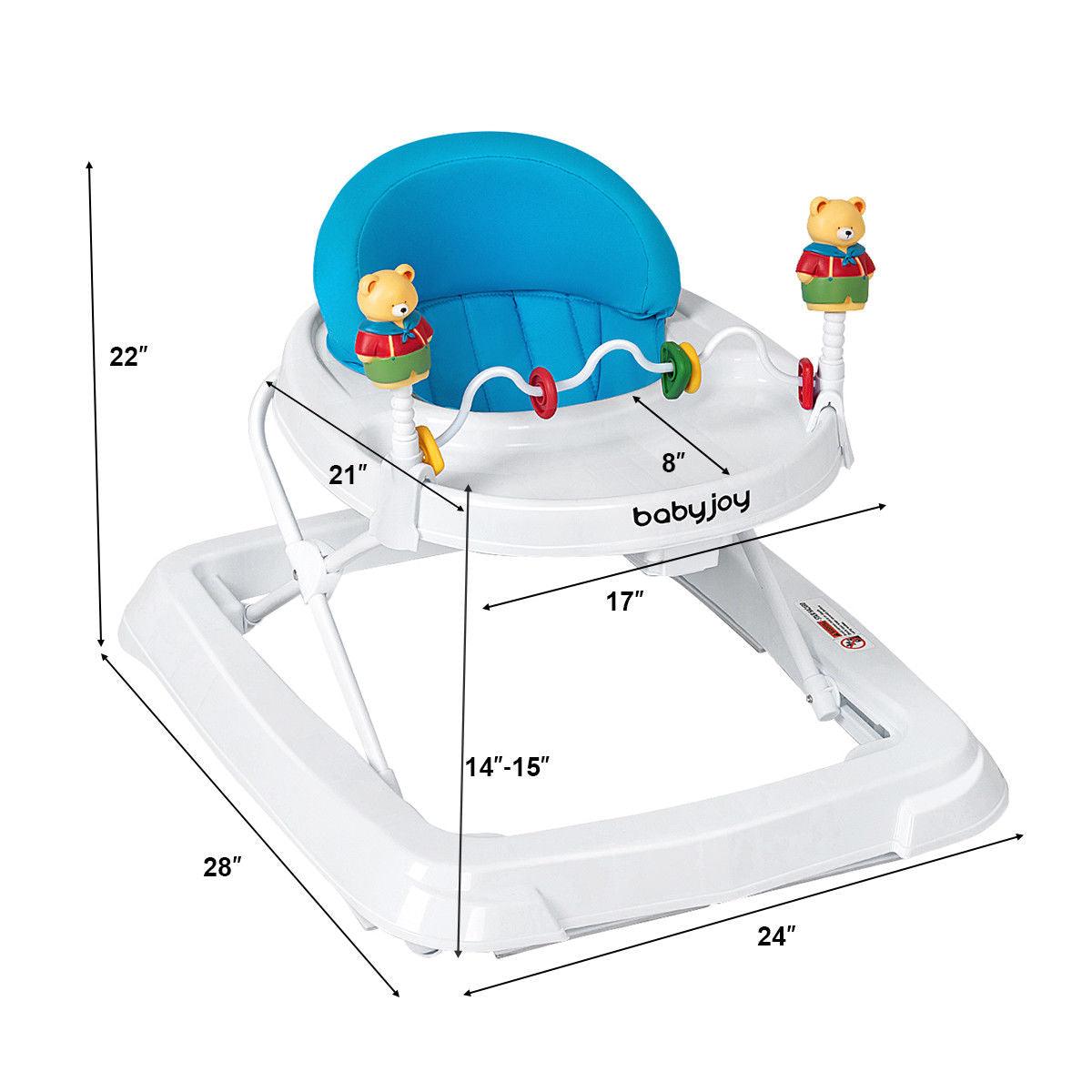 Cart Adjustable Height Blue - Portable Baby Walker Kids Learn To Walk Toy (1U01)(X9)