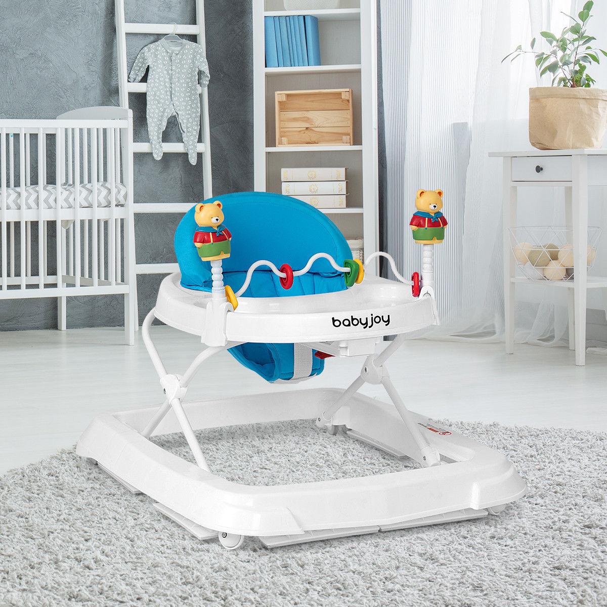 Cart Adjustable Height Blue - Portable Baby Walker Kids Learn To Walk Toy (1U01)(X9)