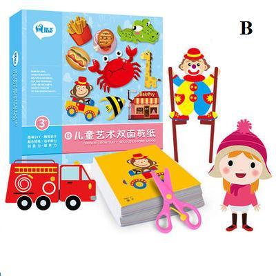 100pcs Kids cartoon color paper folding and cutting toys/children Kindergarten art craft DIY educational toys (8X1)