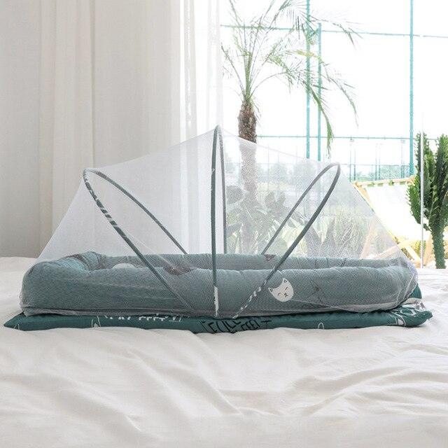 Portable Removable And Washable Cotton Baby Nest Bed - With Crib Netting - (X5)(D1)